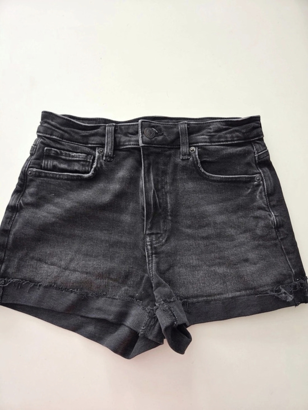 American Eagle Stretch Black Denim Shorts Size 2